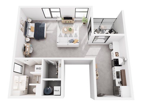 Floor plan for studio, 1 bath, 521 sqft